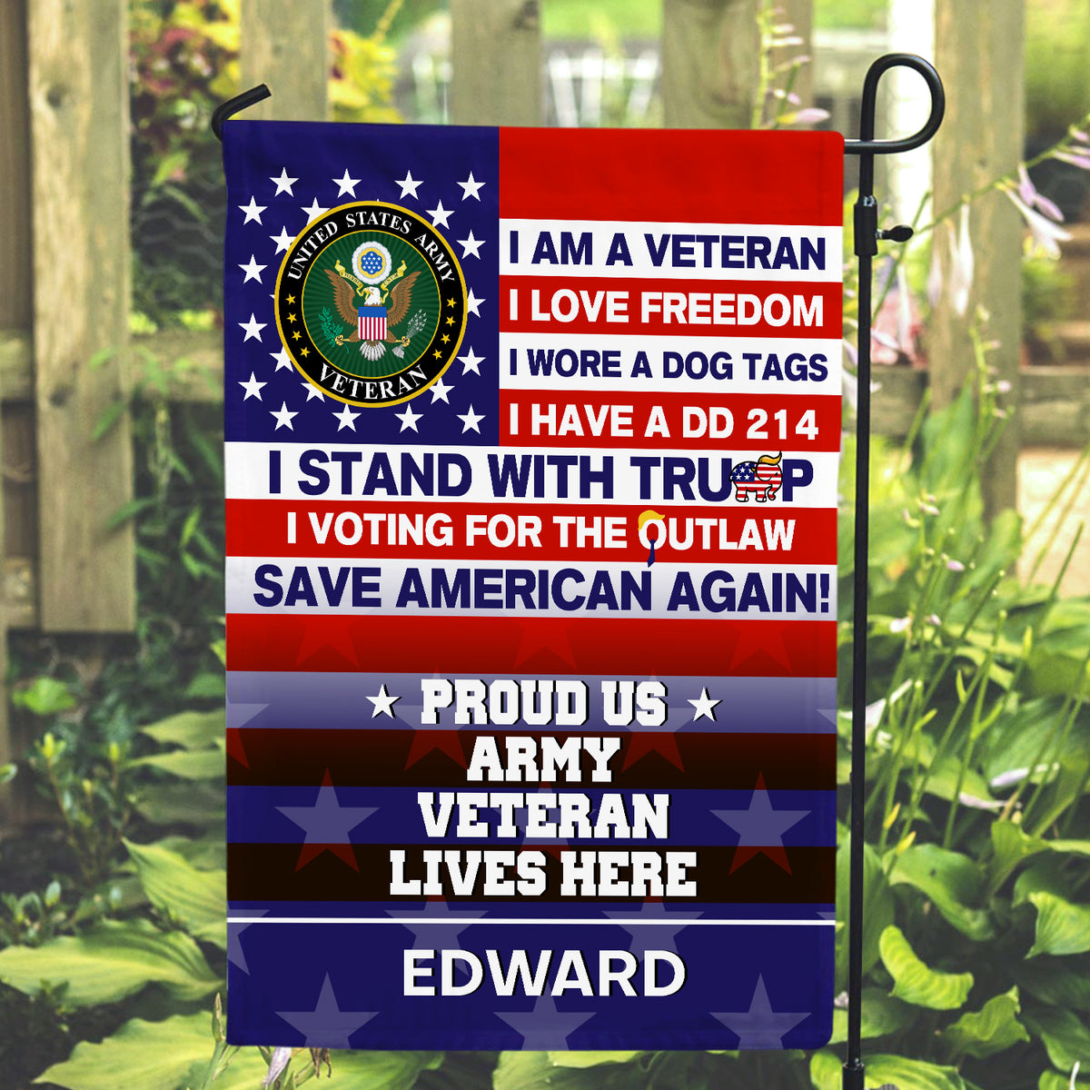 Personalized Gifts For Soldier Garden Flag 01NADT100724 Proud Veteran American Flag-Homacus