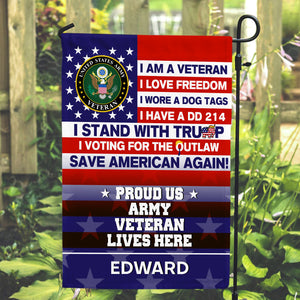 Personalized Gifts For Soldier Garden Flag 01NADT100724 Proud Veteran American Flag-Homacus
