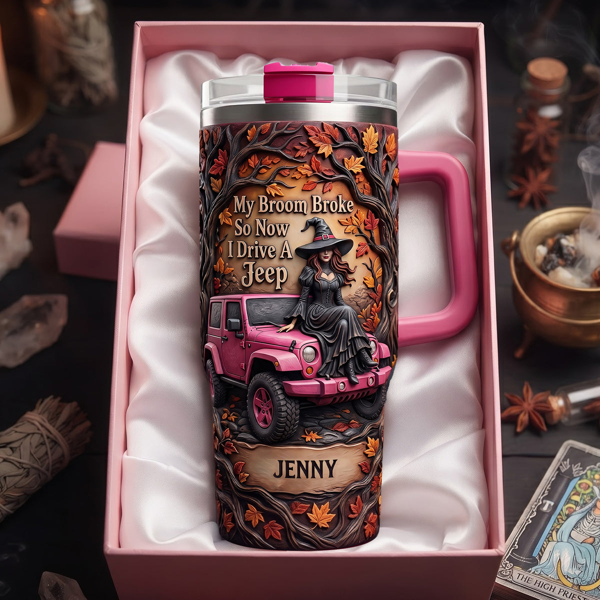 Witch Off-road Journey Colorful 40oz Tumbler With Handle - Personalized Gifts For Off-road Lovers 04hulu200826-Homacus