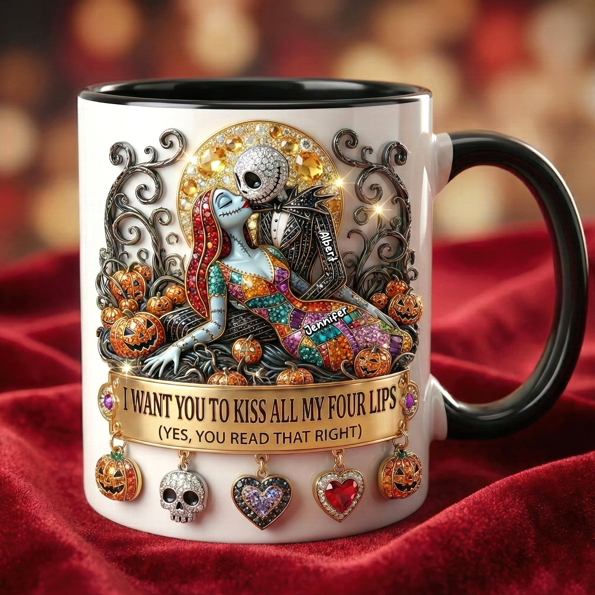 Kissing Skeleton Couple Coffee Mug - Personalized Gifts For Couple 01huqn301225-Homacus