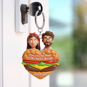 Cute Food Pun Keychain - Personalized Custom Photo Gift For Couples 02HUQN210126-Homacus