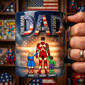 Powerful Dad & His Little Ones Magic Coffee Mug - Personalized Gifts For Dads 02NADH230426-Homacus
