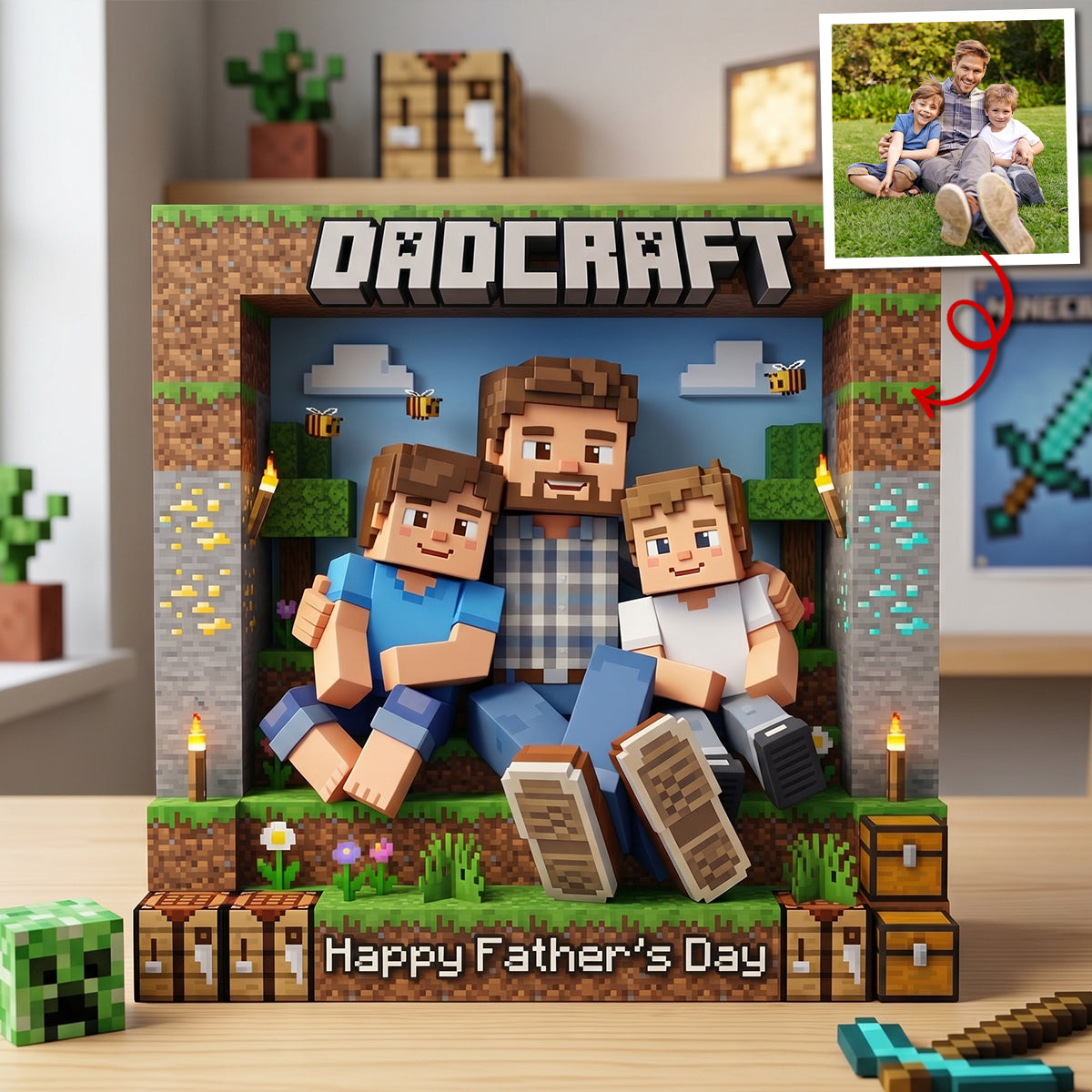 Pixel Dad Acrylic Plaque - Personalized Custom Photo Gift For Dad 02NATN160426-Homacus