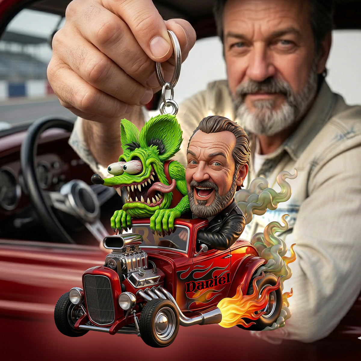Speed Monster Keychain - Custom Photo Gifts For Hot Rod Lover 02PALU260326-Homacus