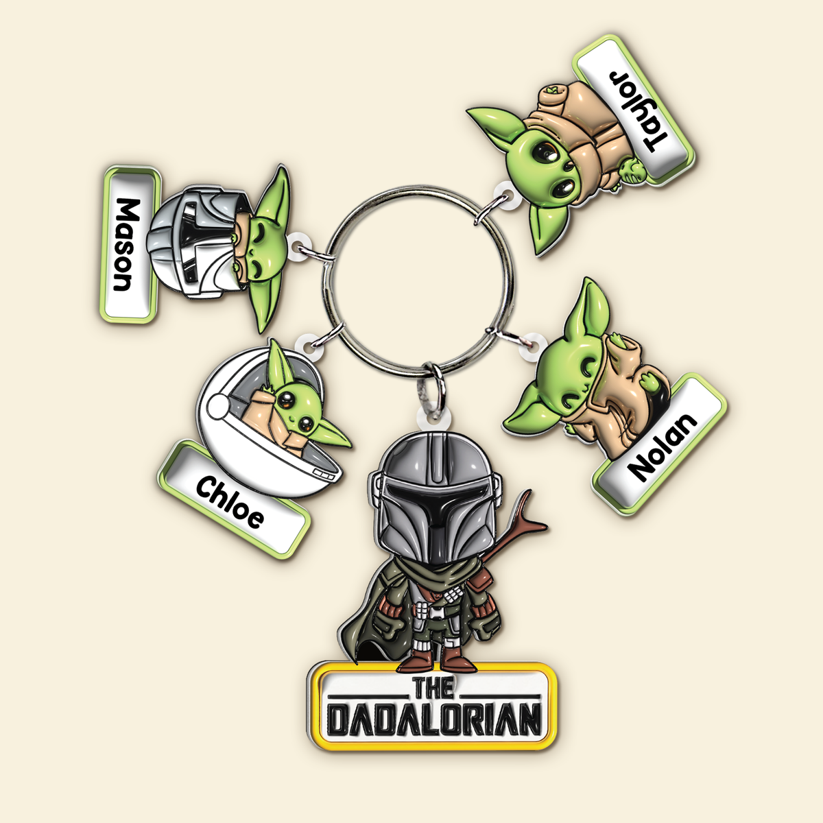 Personalized Gifts For Dadalorian Keychain With Baby Charms 01huhu230524-Homacus