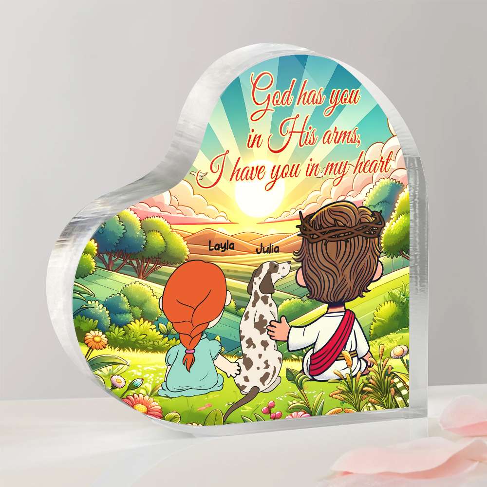 Personalized Gifts For Dog Lovers Heart Plaque, God Has You In His Arms 04TGMH070325HG-Homacus