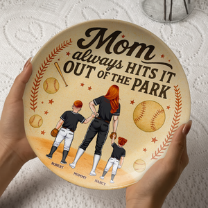 Baseball Mom Ceramic Round Plate - Personalized Gift For Mom 04TGPU140425PA-Homacus