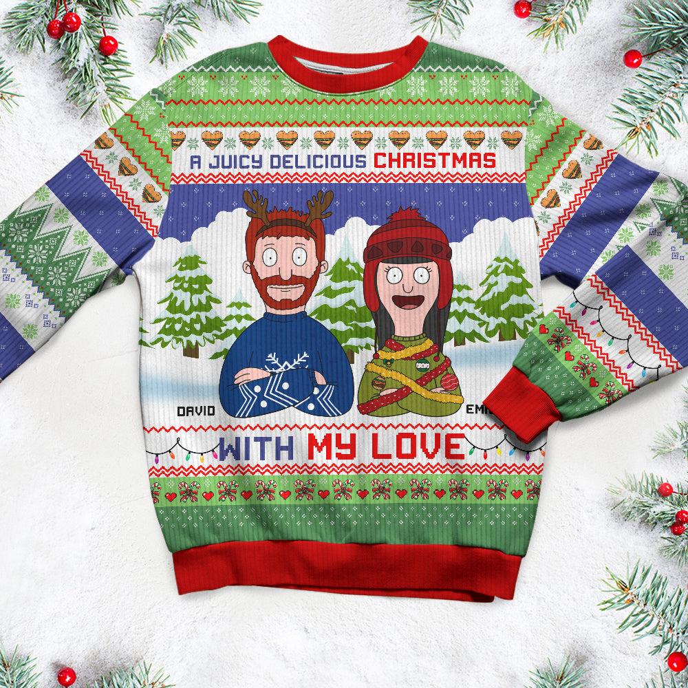 Personalized Gifts For Couple Ugly Sweater, Juicy Delicious Christmas 01tgqn291024hg-Homacus