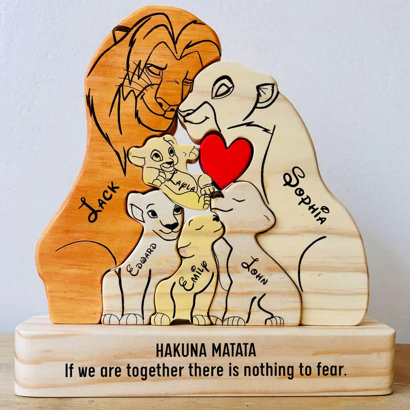 Lion Family Wooden Puzzle Gift For Family 01acxx290425-Homacus