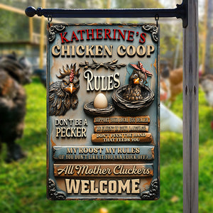 Fun Chicken Coop Rules - Metal Sign Personalized Gifts For Chicken Lovers 05QHQN100725-Homacus