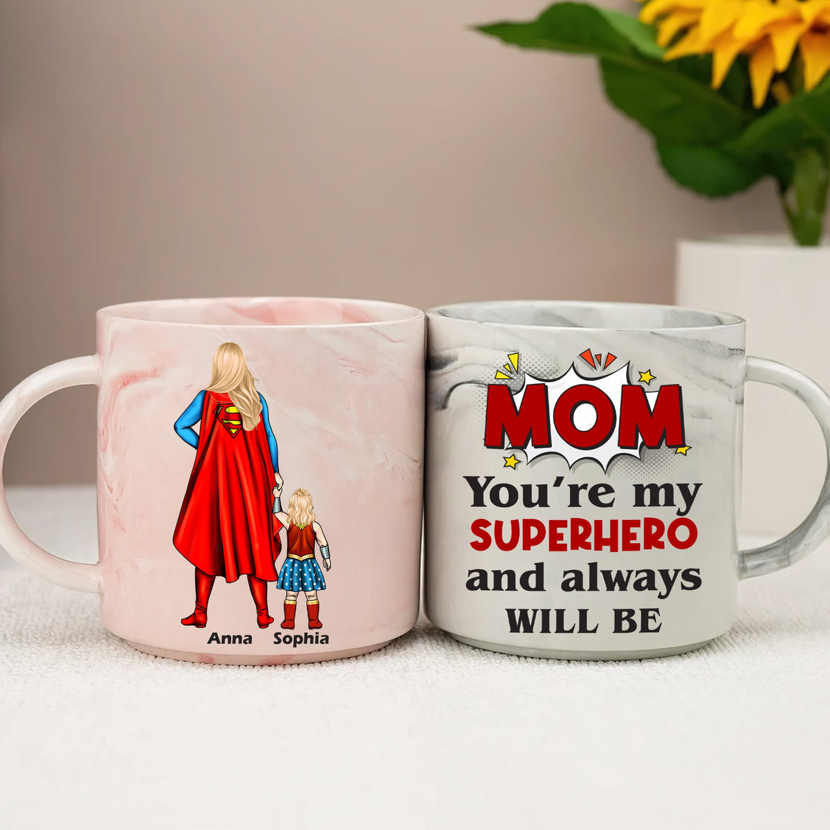 Personalized Gifts For Mom Marble Mug 06natn210325pa You're Our Superhero And Always Will Be-Homacus