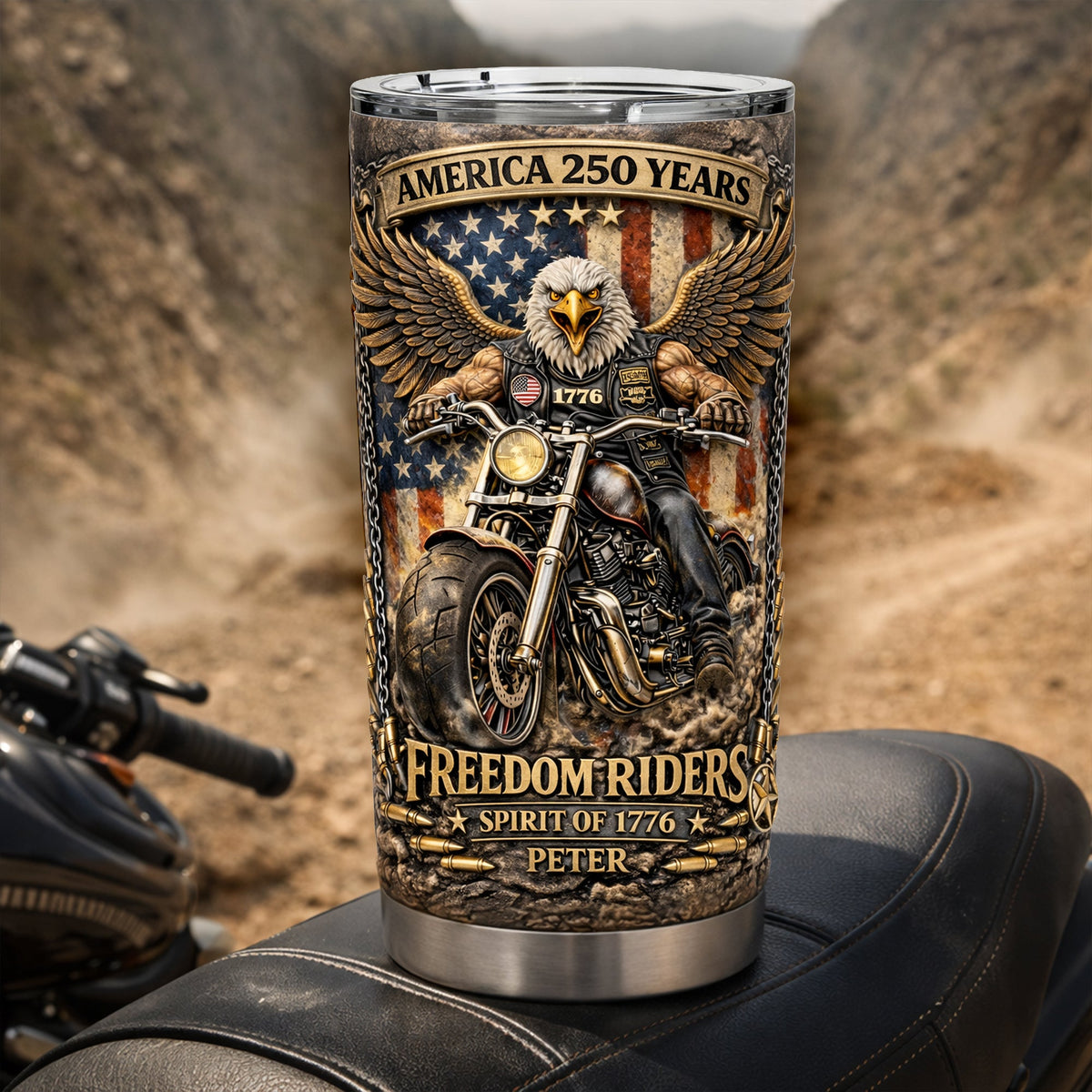 Freedom Riders 250th Anniversary Tumbler - Personalized Gifts For Bikers 04TYLU090326-Homacus