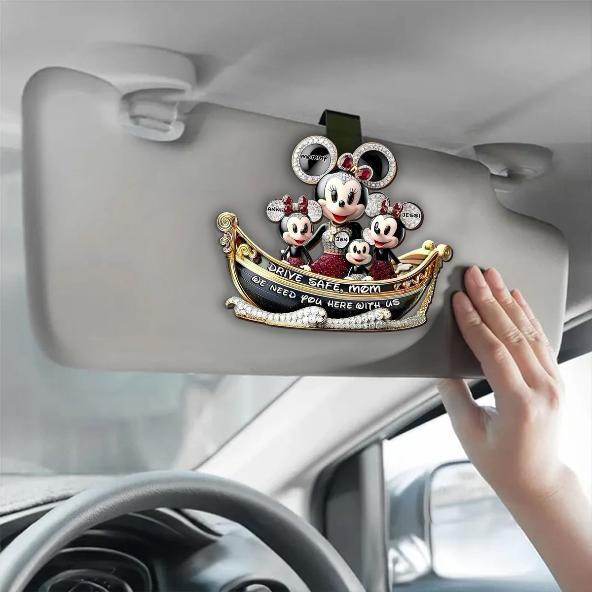 Personalized Gift For Mom Car Visor Clip, Adorable Mouse 04TGLU020425-Homacus