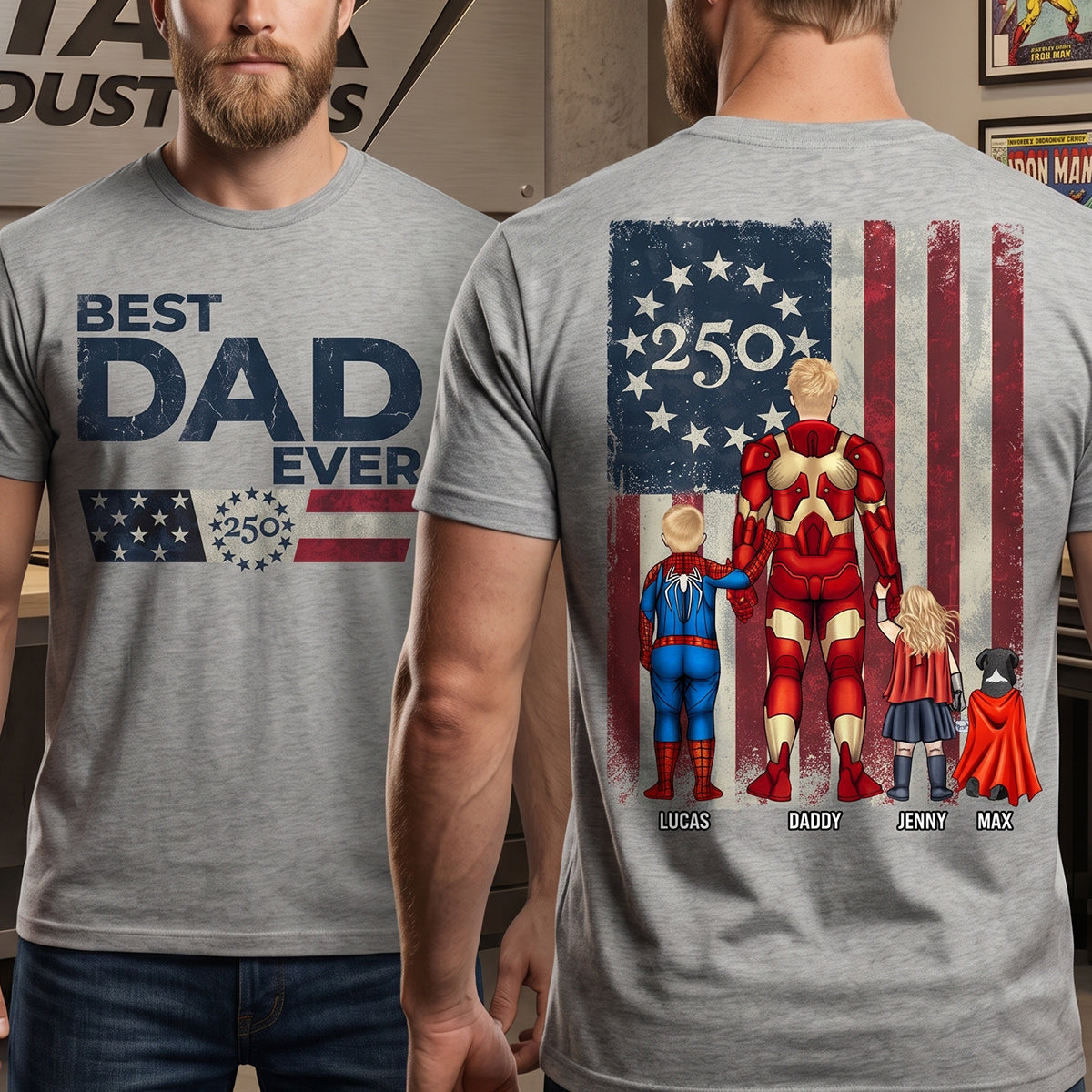 Powerful Dad And Kids Shirt - Personalized Gifts For Father's Day Shirt 01NATN300426PA-Homacus