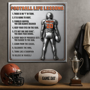 Football Life Lessons Metal Sign – Personalized Gifts For Football Player 02ohlu190625-Homacus