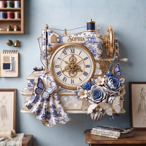 Floral Sewing Toile De Jouy Wall Clock Personalized Gifts 01PALU070826