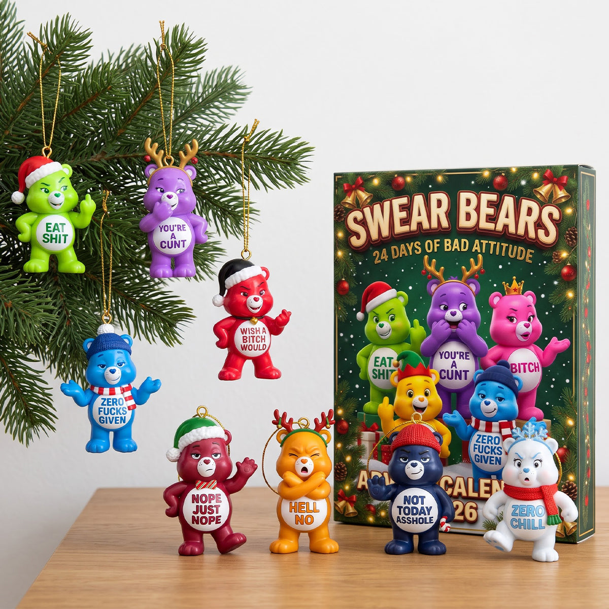 Colorful Naughty Bears Advent Calendar Blind Box - Personalized Christmas Gifts 04natn291026-Homacus
