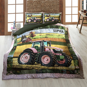 Personalized Gifts For Couple Tractor Quilt Bedding Set Special Line 01KADT150125-Homacus