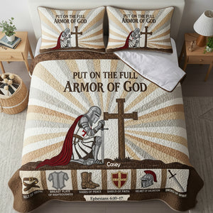 Knight Templar Kneel Under God Quilt Bed Set, Personalized For Christians Warrior 03qhlu150725-Homacus