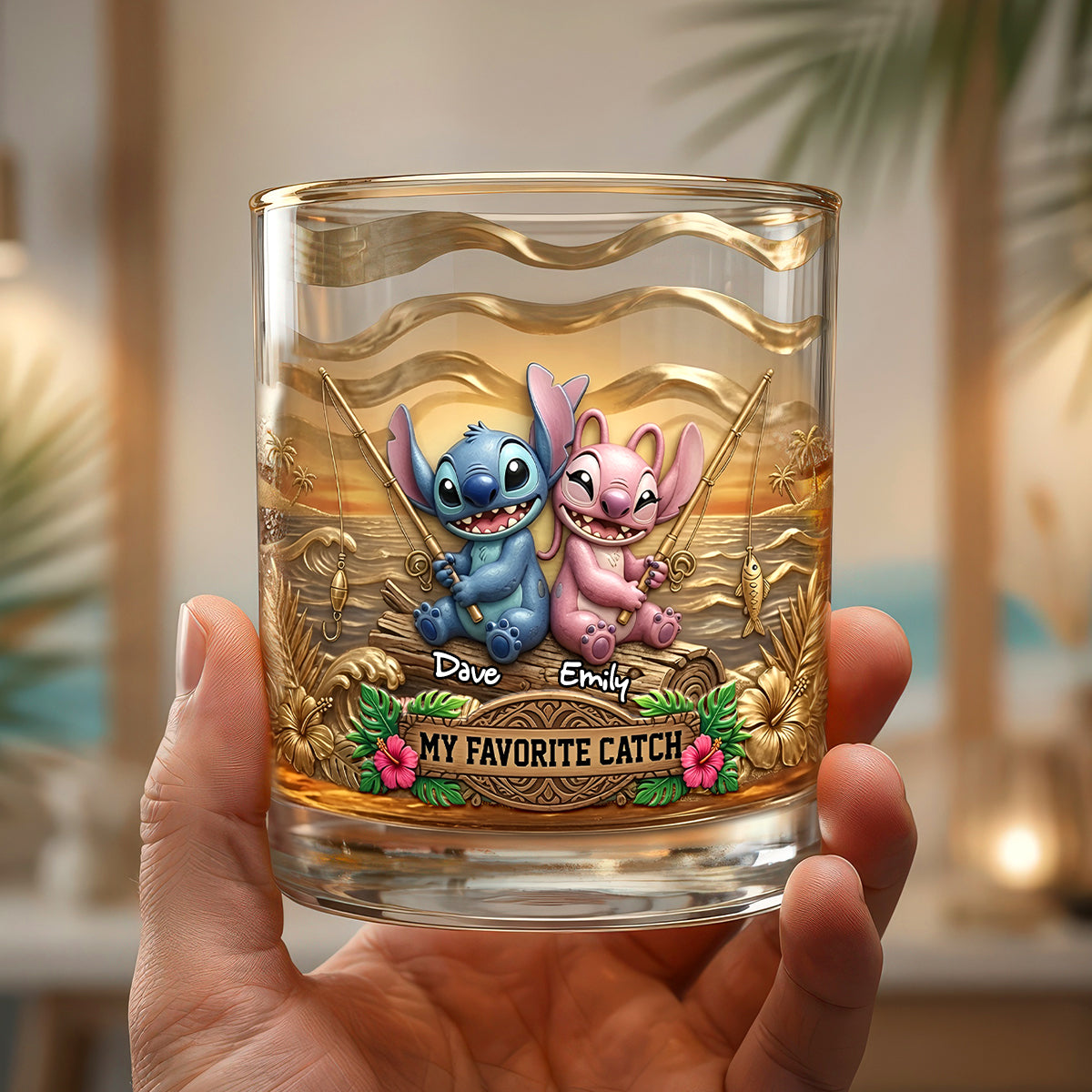 My Favorite Catch Round Glass - Personalized Gifts For Couple 05tydh080626-Homacus
