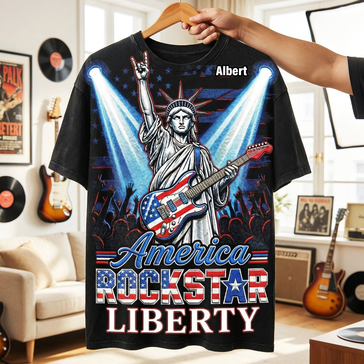 Patriotic Guitar Rockstar Shirt Personalized Gifts 03PAQN060426-Homacus