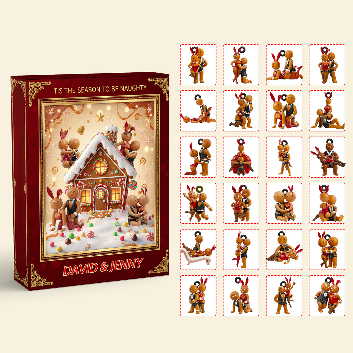 Gingerbread Couple Christmas Advent Calendar Blind Box Personalized Gifts For Couple 03OHDT161025-Homacus