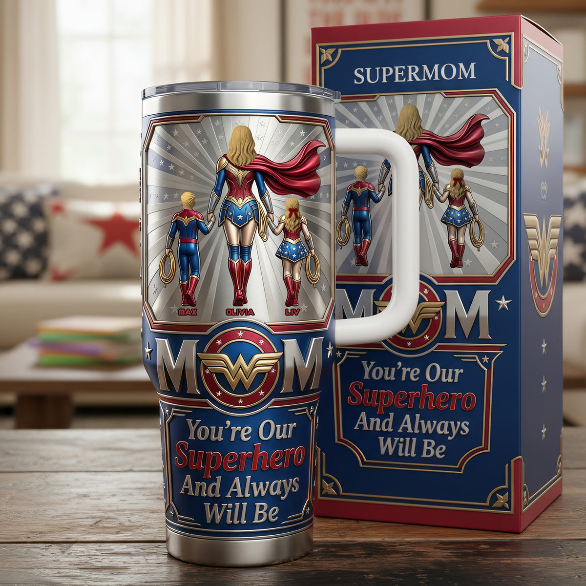 Powerful Mom & Little Ones 40oz Tumbler - Personalized Gift For Mom 02NATA100326-Homacus