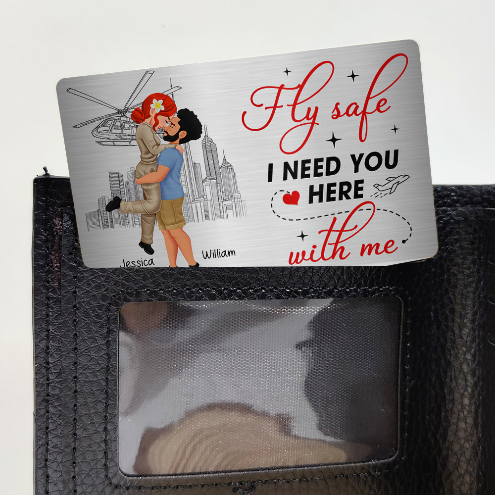 Personalized Gifts For Couple Pilot Wallet Card Fly Safe 04KAQN040225PA-Homacus
