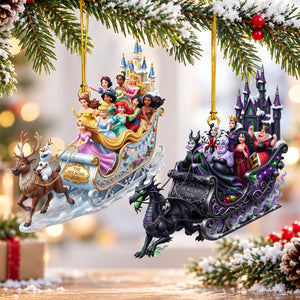 Princess & Villain Snow Ride Ornament - Personalized Gift For Christmas 02NAQN180926