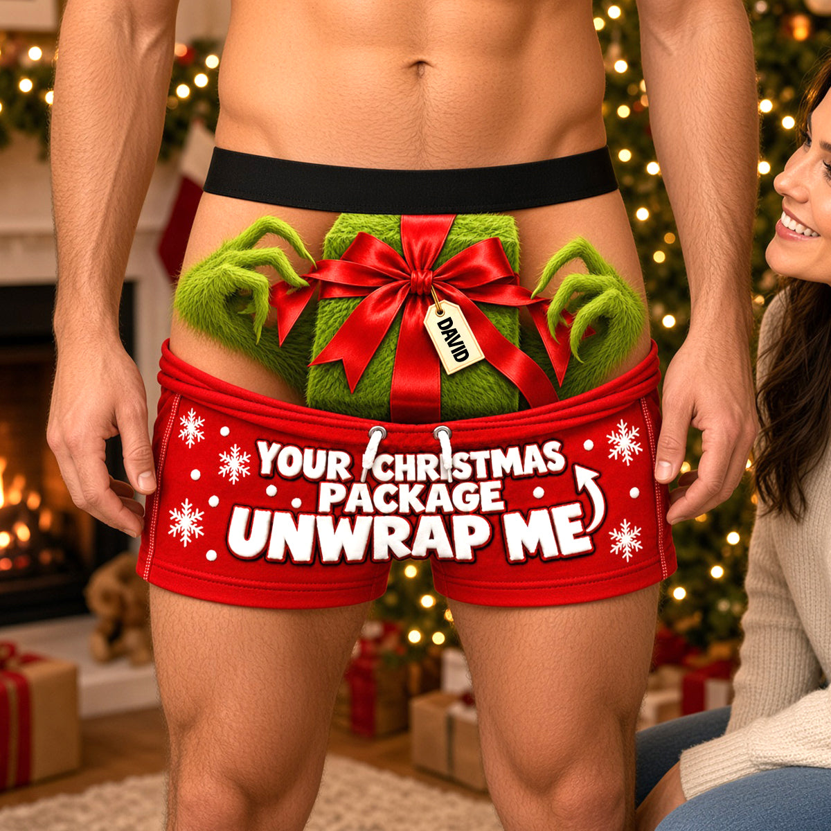 Funny Christmas Unwrap Men's Boxers - Personalized Gifts For Him 03ohtn211026-Homacus