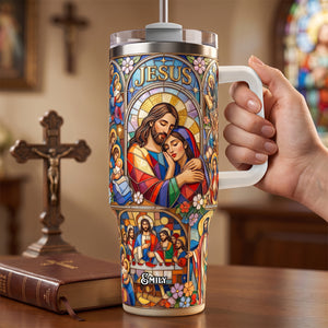 Jesus And The Saints 40oz Tumbler With Handle - Personalized Gifts For Christians 01padh010726-Homacus