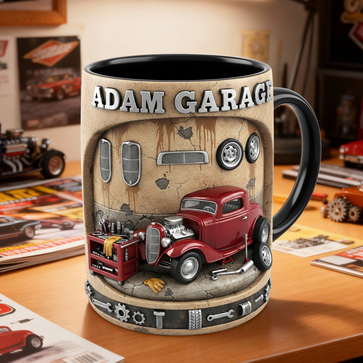 Retro Garage Hot Rod Coffee Mug - Personalized Gift For Hot Rod Lovers 05KILU090126-Homacus