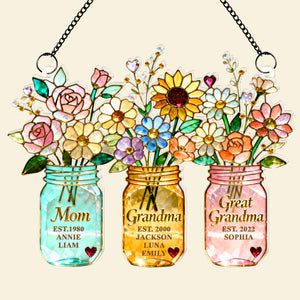 Mom Flower Suncatcher Ornament - Personalized Mothers Day Gifts 02NAQN100226-Homacus