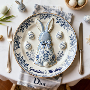 Grandma's Blessing Round Plate - Personalized Easter's Day Gift For Grandma 01NALU040226