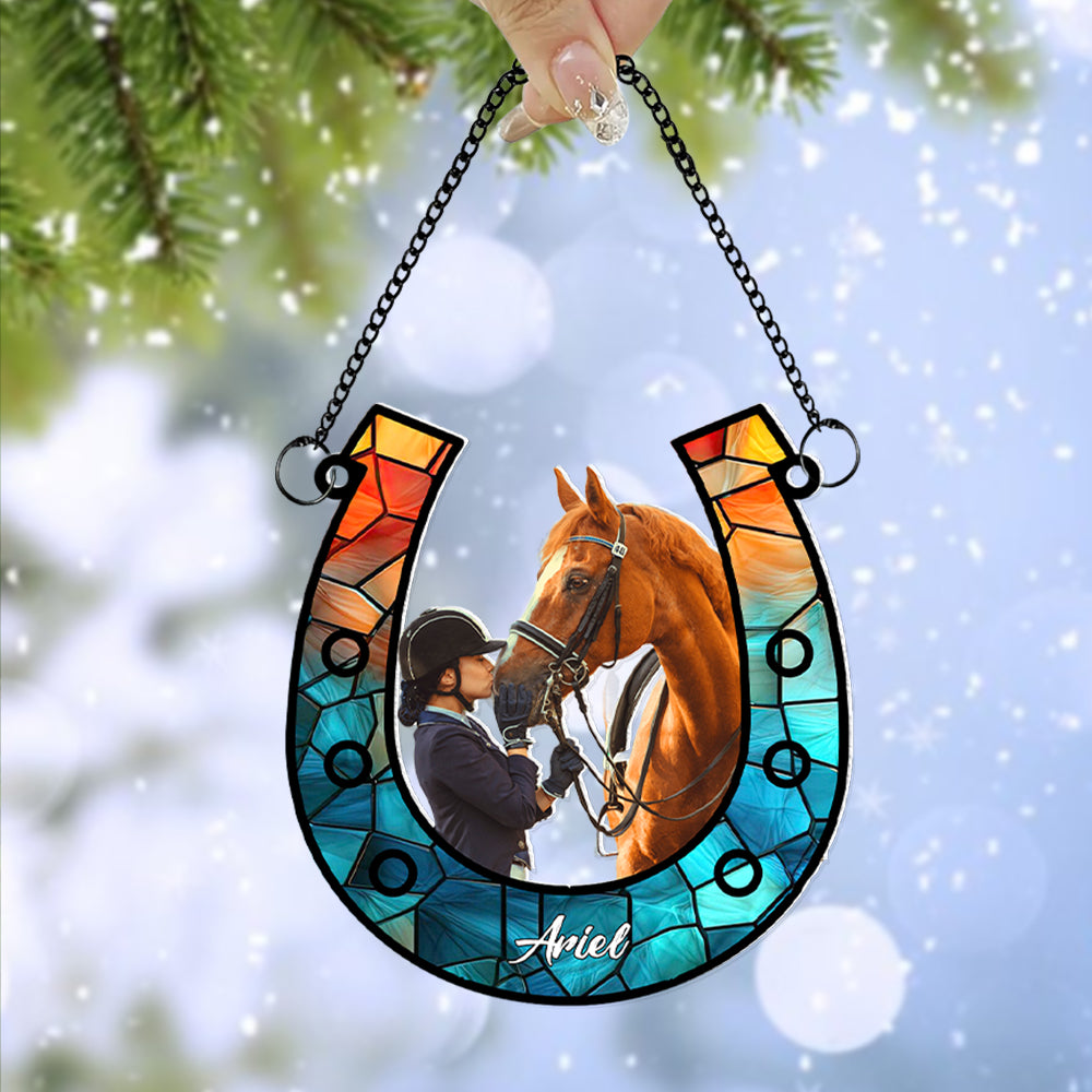 Personalized Custom Photo Gifts For Horse Lovers Suncatcher Ornament 03OHLU181124-Homacus