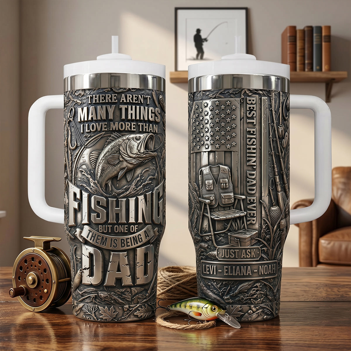 Bold Fishing Dad 40oz Tumbler With Handle, Personalized Gifts For Fishing Dad 05qhtn280426-Homacus