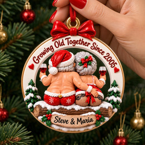 Funny Old Couple Ornament - Personalized Gifts For Couple Christmas Ornament 04TODH151026