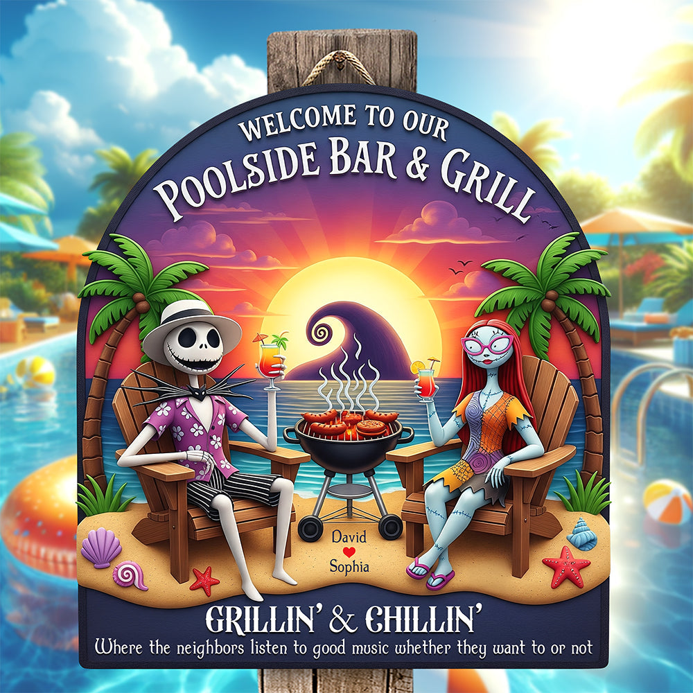 Spooky Love Wood Sign – Personalized Poolside Gifts for Couple 02naqn100625-Homacus