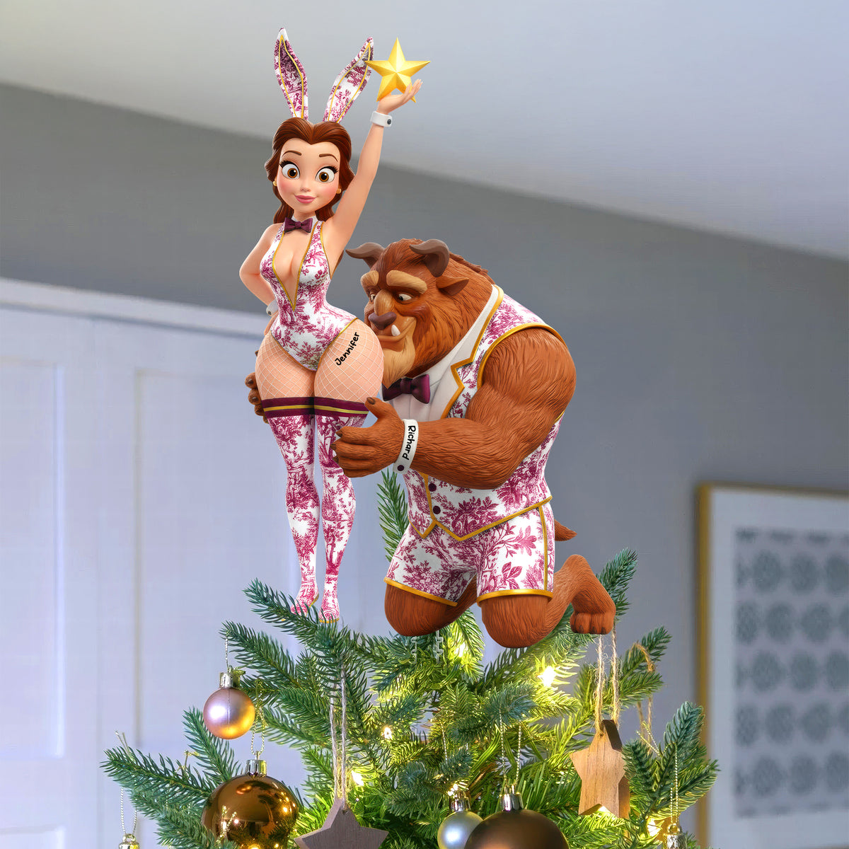 Naughty Couple Christmas Tree Topper - Personalized Gifts For Couple 03ohqn201125-Homacus