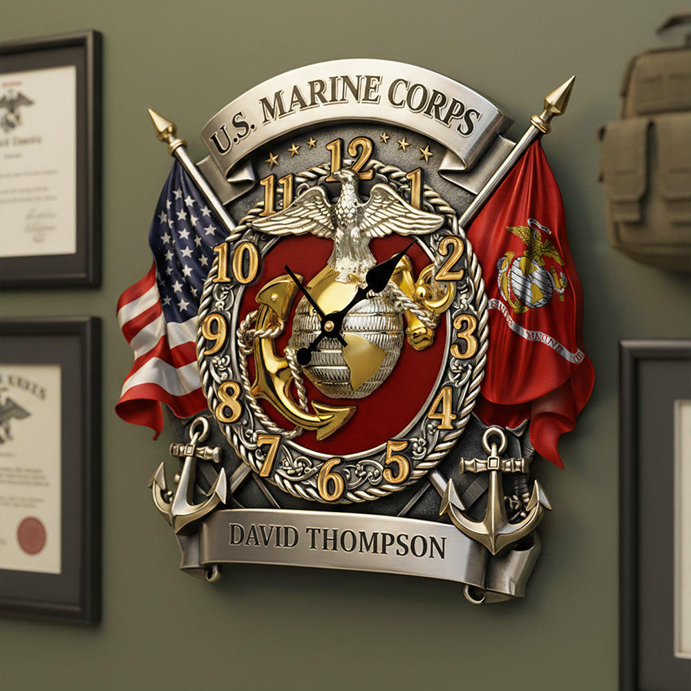 Military Acrylic Hanging Wall Clock - Personalized Gifts For Veteran 01huta241225-Homacus