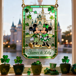 St Patrick's Day Couple Suncatcher Ornament Personalized Gifts For Couple 02PGLU090225-Homacus