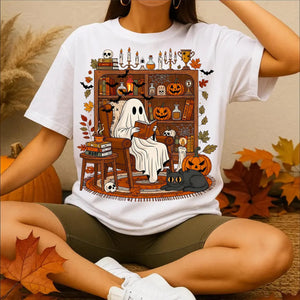 Ghost In Library Reading Shirt - Halloween Gift For Book Lovers 104laxx180725-Homacus
