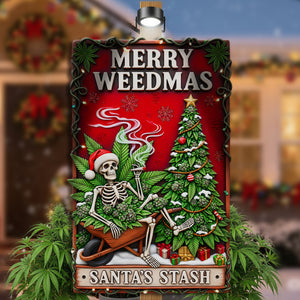 Merry Weedmas Metal Sign - Personalized Gifts For Smokers 06TOLU150825-Homacus