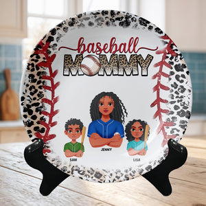 Personalized Gift For Mom Ceramic Round Plate Mother's Day Baseball Mom 02XQMH200325HG-Homacus