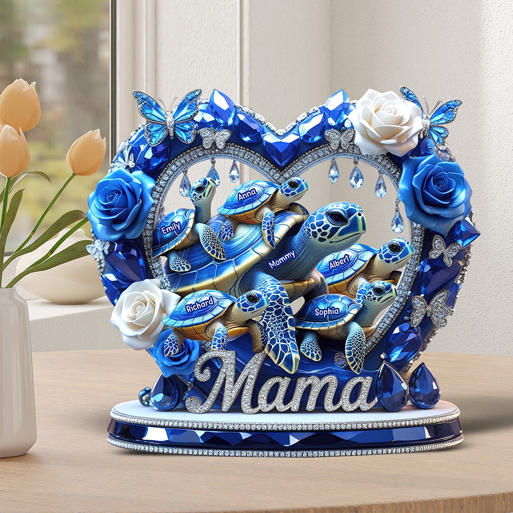 Sparkling Mama Turtle Plaque – Personalized Christmas Gifts For Mom 02XQQN240425-Homacus
