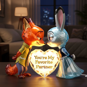 Cute Critter Couple Light Box - Personalized Gift For Couples 01NALU261125-Homacus