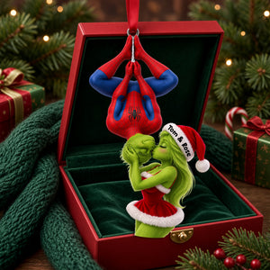 Mischievous Upside Down Kiss Couple Ornament - Personalized Christmas Gifts 05hulu231026-Homacus