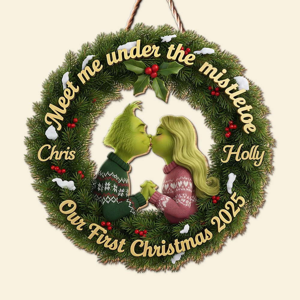 Kissing Couple Christmas Wood Sign - Personalized Gifts For Couple 07hyta031125-Homacus