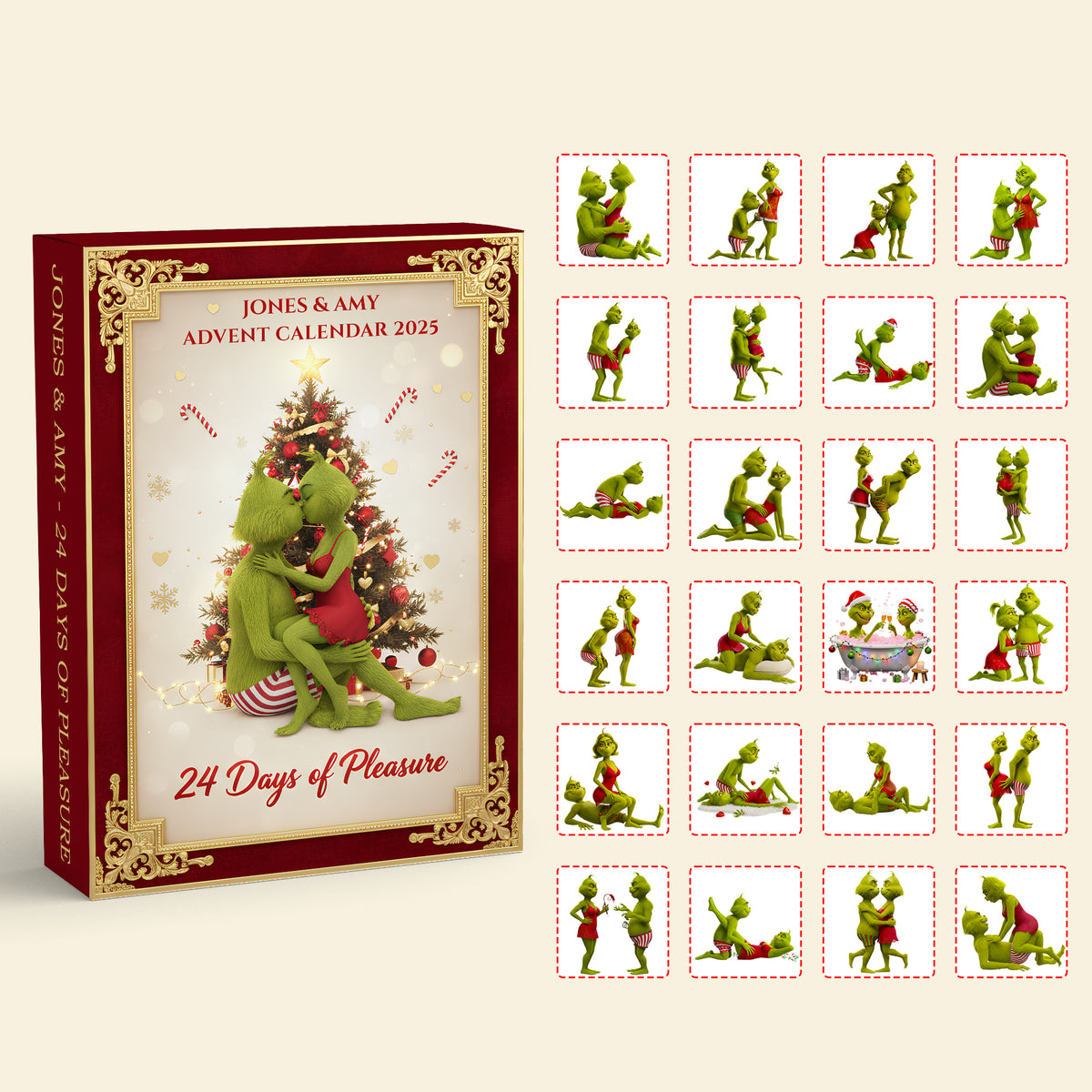 Naughty Green Couple Christmas Advent Calendar - Personalized Gifts For Couple 02nadt101025-Homacus