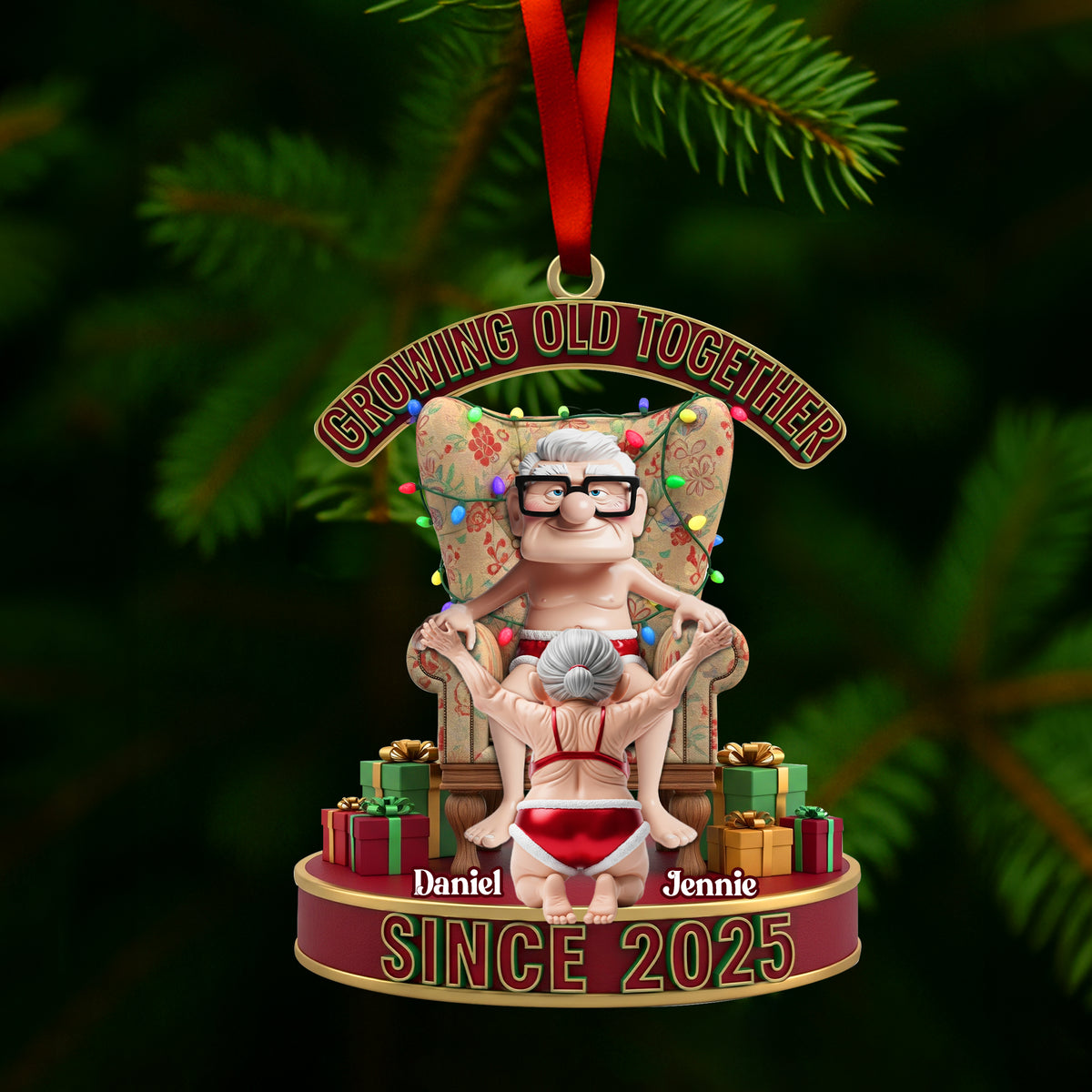 Frisky Old Couple Ornament - Personalized Christmas Gifts For Couples 04OHLU200925-Homacus